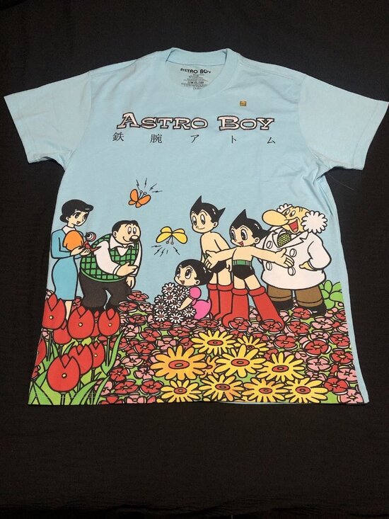 Astro Boy Other - Astro Boy Flower Embroidered Light Blue Short Sleeve T-Shirt M, Lightweight
